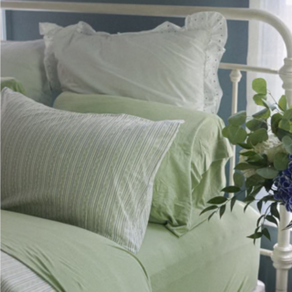 NIB Dairy Boy JERSEY PILLOWCASE SET in sage cotton - Picture 2 of 4